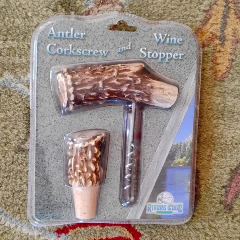 🎍 Rivers Edge ANTLER CORKSCREW & WINE STOPPER